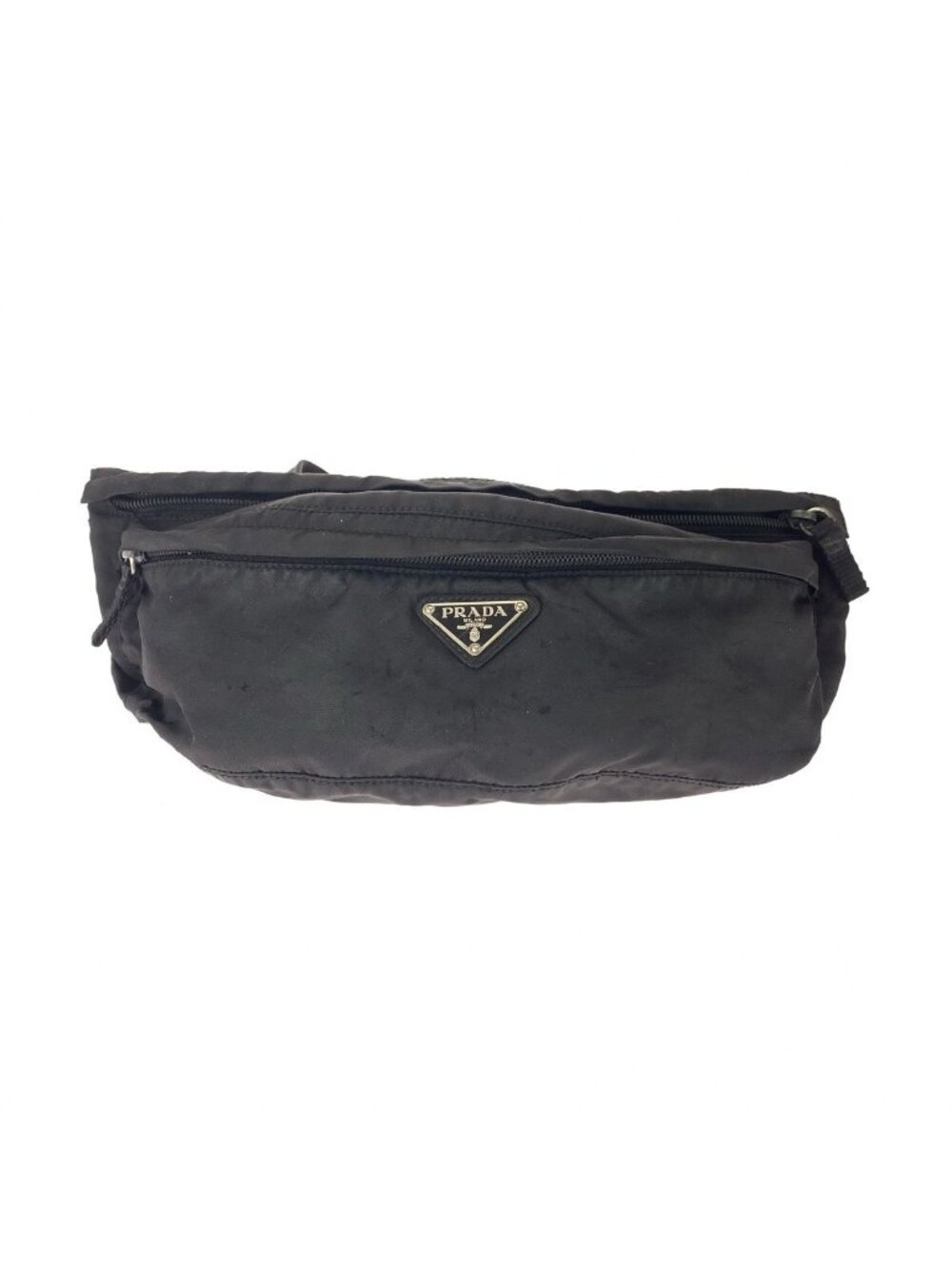 Prada Tessuto Black Silver Nylon Belt Bag